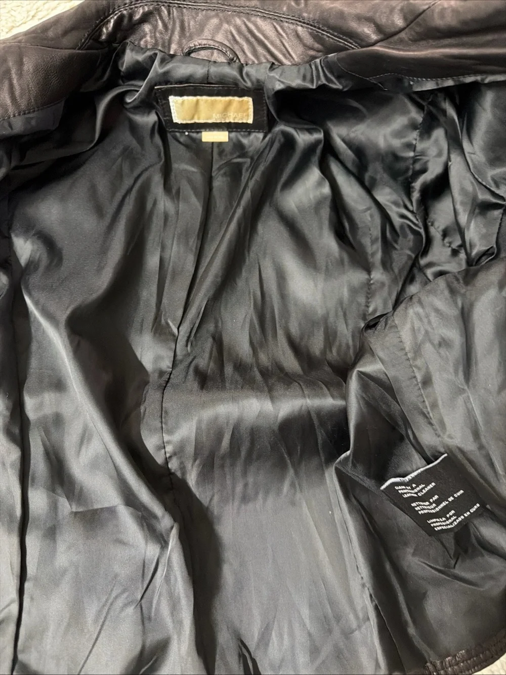 Michael Khor Women's Black Leather Moto Jacket Med
